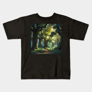 Serene and Peaceful Trail leading into an Oak Forest Kids T-Shirt